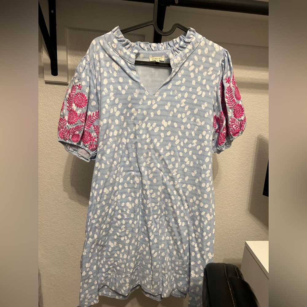 JODIFL Light Blue and White Patterned Dress